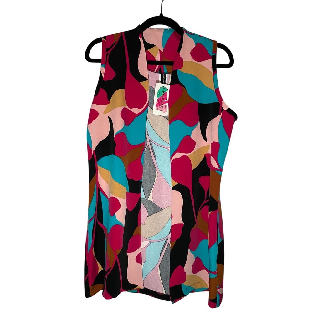 Kriscar by Forever Multicolored Funky Cardigan Vest - Women's M